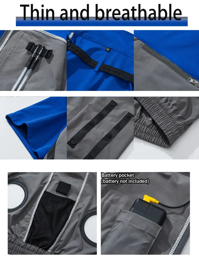 Short Sleeve Cooling Work Uniform – 3 Fans, 3× Wind Jacket Vest