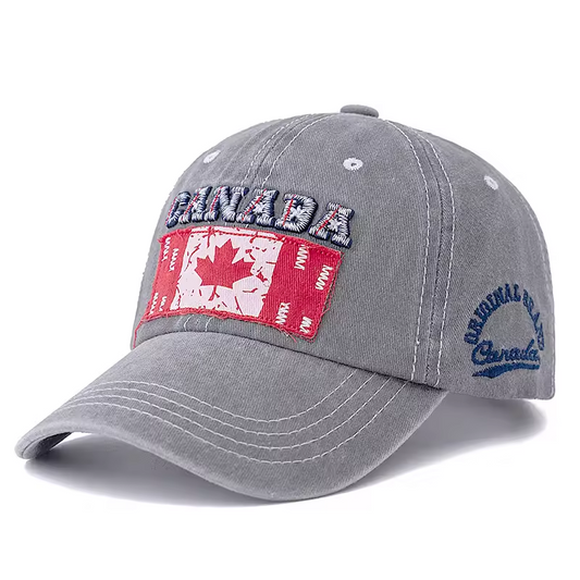 Canada Flag Embroidery, Premium Quality Vintage Washed Hat