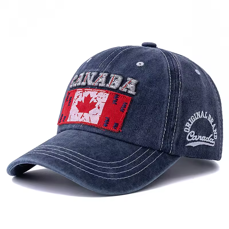 Canada Flag Embroidery, Premium Quality Vintage Washed Hat