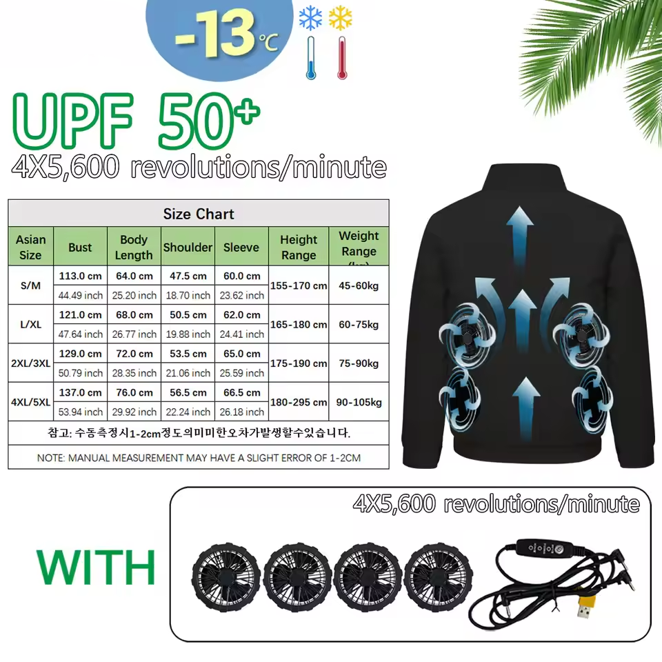 USB 4 × Fan Cooling Jacket for Men & Women