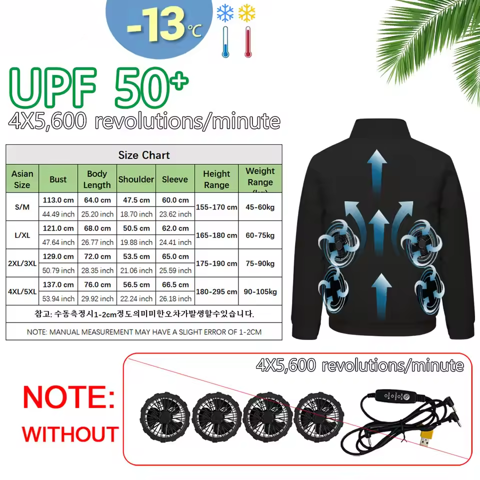 USB 4 × Fan Cooling Jacket for Men & Women