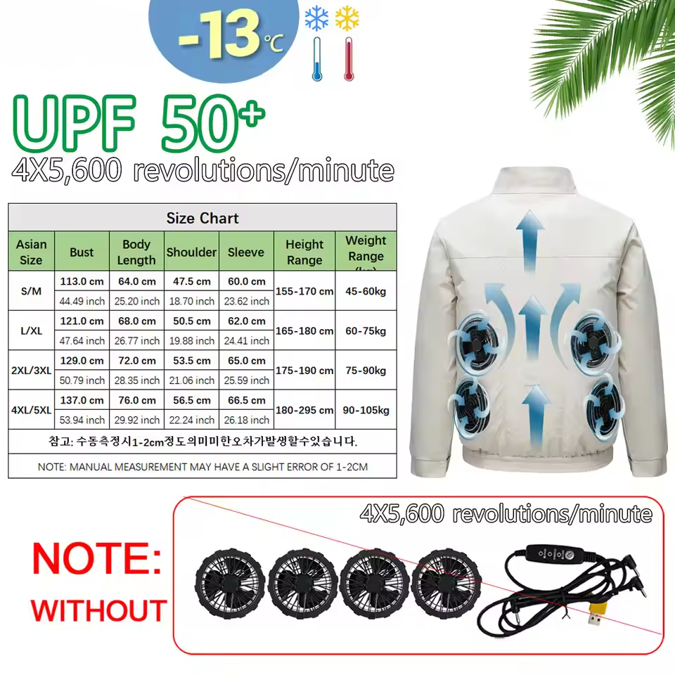 USB 4 × Fan Cooling Jacket for Men & Women