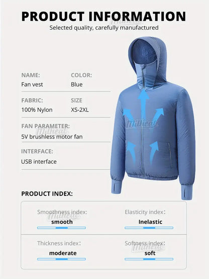 USB 2 × Fan Cooling Jacket for Men & Women