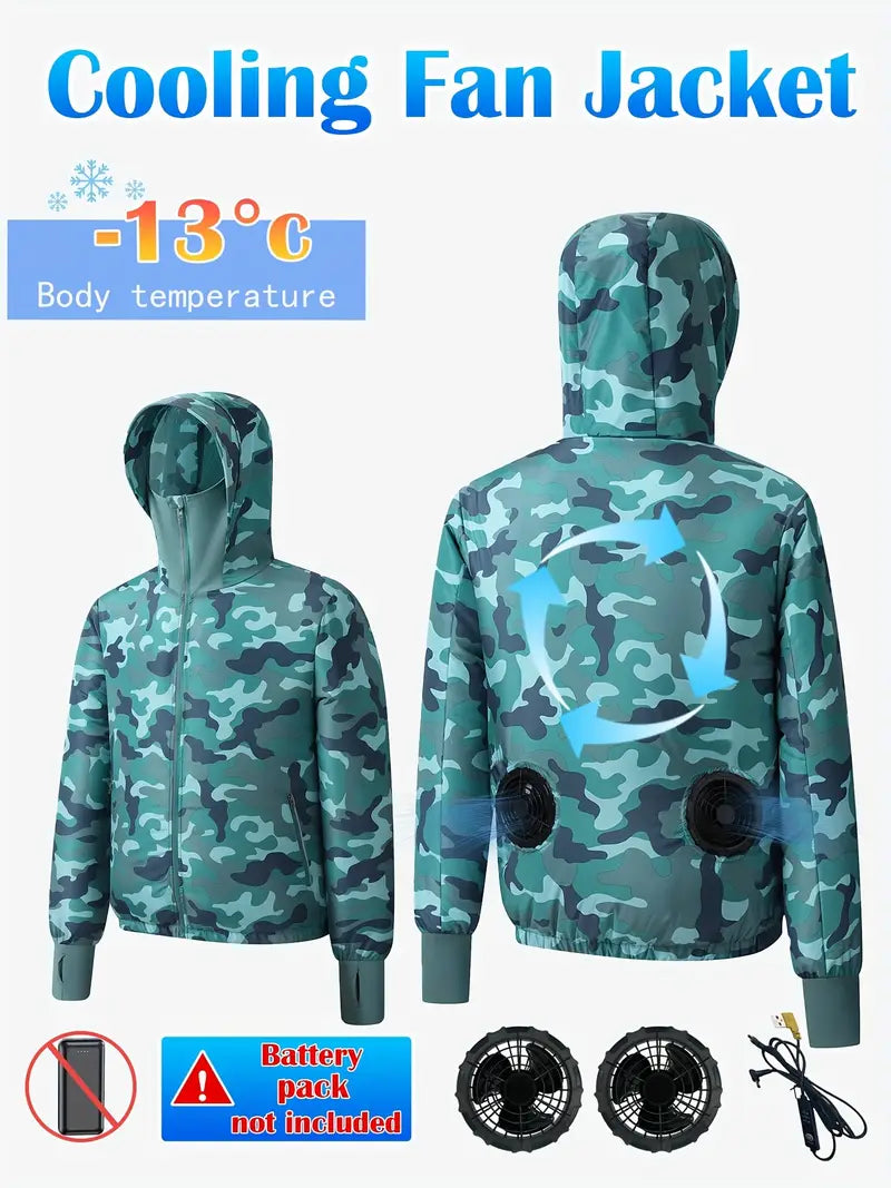 Camouflage USB Cooling Jacket with Fans – Air-Conditioned Jacket for Hot Weather