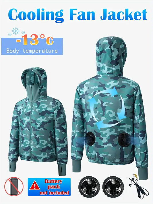 Camouflage USB Cooling Jacket with Fans – Air-Conditioned Jacket for Hot Weather