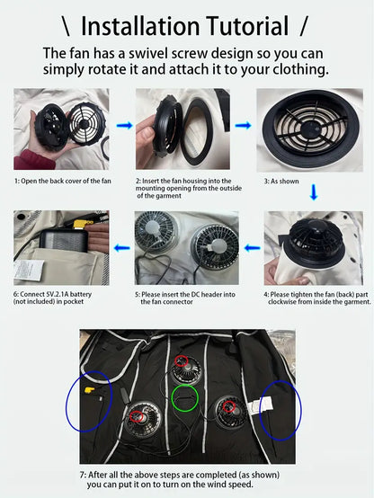 Short Sleeve Cooling Work Uniform – 3 Fans, 3× Wind Jacket Vest