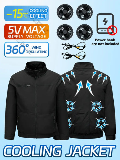 USB 4 × Fan Cooling Jacket for Men & Women 