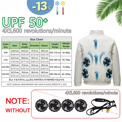 USB 4 × Fan Cooling Jacket for Men & Women 