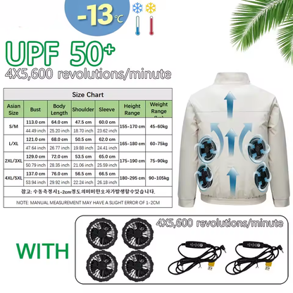 USB 4 × Fan Cooling Jacket for Men & Women 