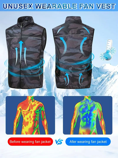Camouflage Cooling Vest - Breathable Lightweight for Working Labor, Hiking, Outdoors